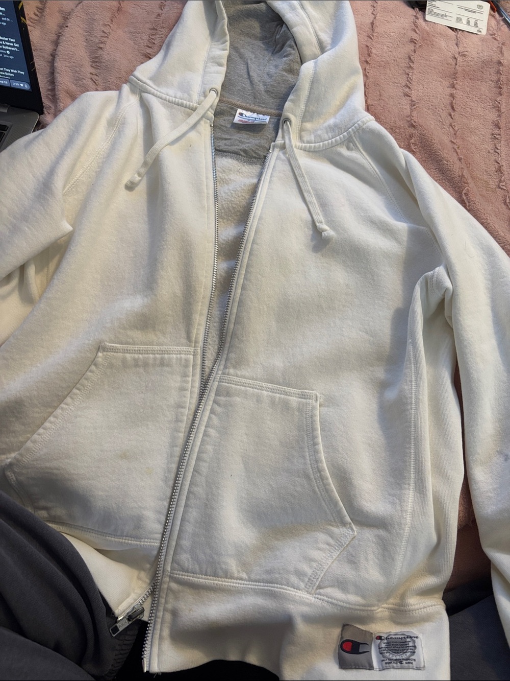 Champion Cream Zip-Up Hooded Jacket